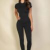 Basic Solid Leggings – Stretch Jersey in Black