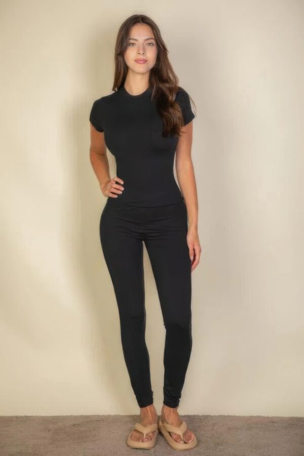 Basic Solid Leggings – Stretch Jersey in Black