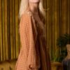 Velvet Square Neck Long Sleeve Romper – Camel