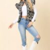 Floral Velvet-Embroidered Denim Puffer Vest – Black/White