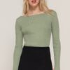 Boat Neck Long Sleeve Sweater – Sage