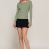 Boat Neck Long Sleeve Sweater – Sage