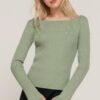 Boat Neck Long Sleeve Sweater – Sage