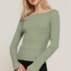 Boat Neck Long Sleeve Sweater – Sage