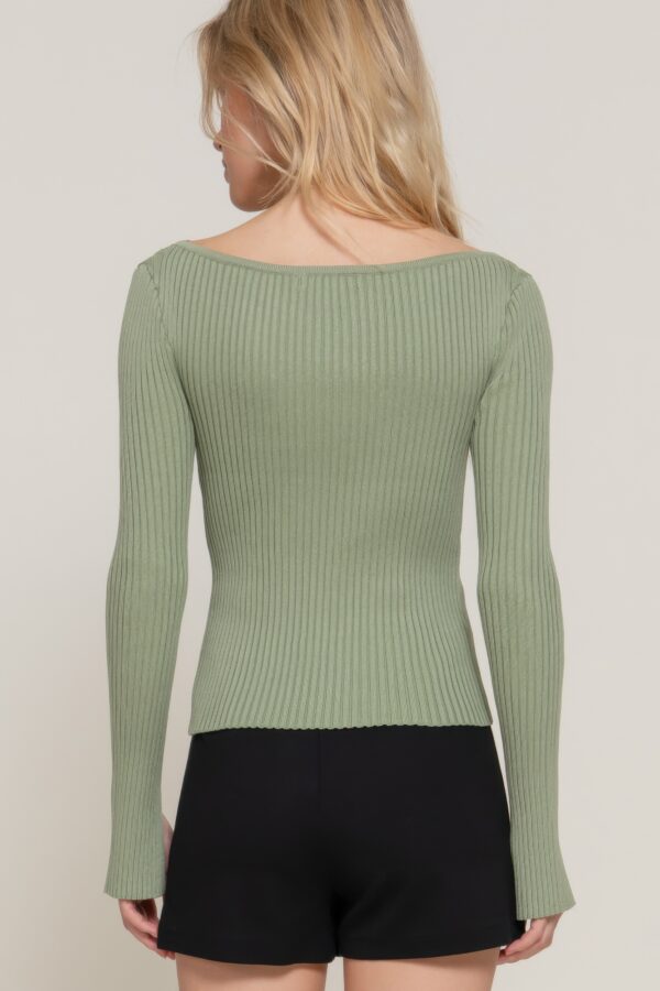 Boat Neck Long Sleeve Sweater – Sage