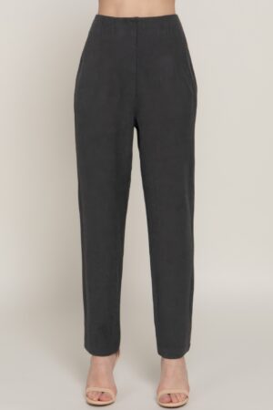 High Waist Pintuck Long Pants – Heather Charcoal