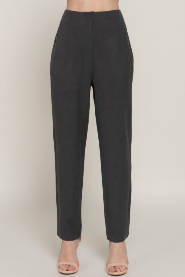High Waist Pintuck Long Pants – Heather Charcoal