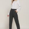 High Waist Pintuck Long Pants – Heather Charcoal