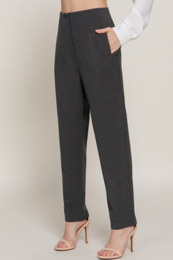 High Waist Pintuck Long Pants – Heather Charcoal