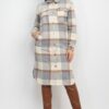 Plaid Buttoned Shacket Coat – Cream & Grey Plaid