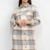 Plaid Buttoned Shacket Coat – Cream & Grey Plaid