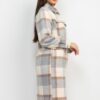 Plaid Buttoned Shacket Coat – Cream & Grey Plaid