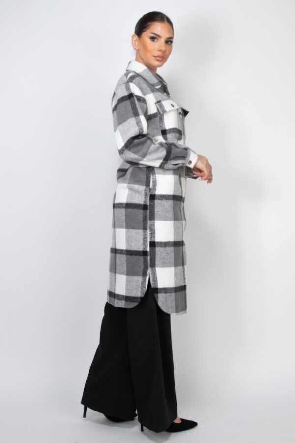 Plaid Buttoned Shacket Coat – Collared Black