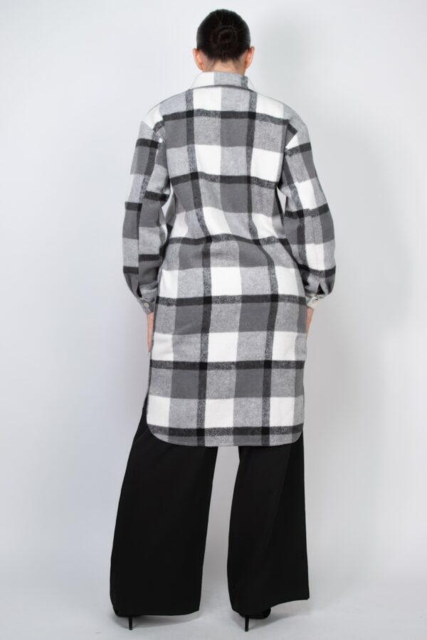 Plaid Buttoned Shacket Coat – Collared Black