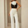 Floral Tie-Back Crop Top – Black/White