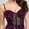 Cecily Teddy Velvet Corset Maxi Dress – Bustier Mesh, Fuchsia