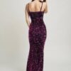 Cecily Teddy Velvet Corset Maxi Dress – Bustier Mesh, Fuchsia