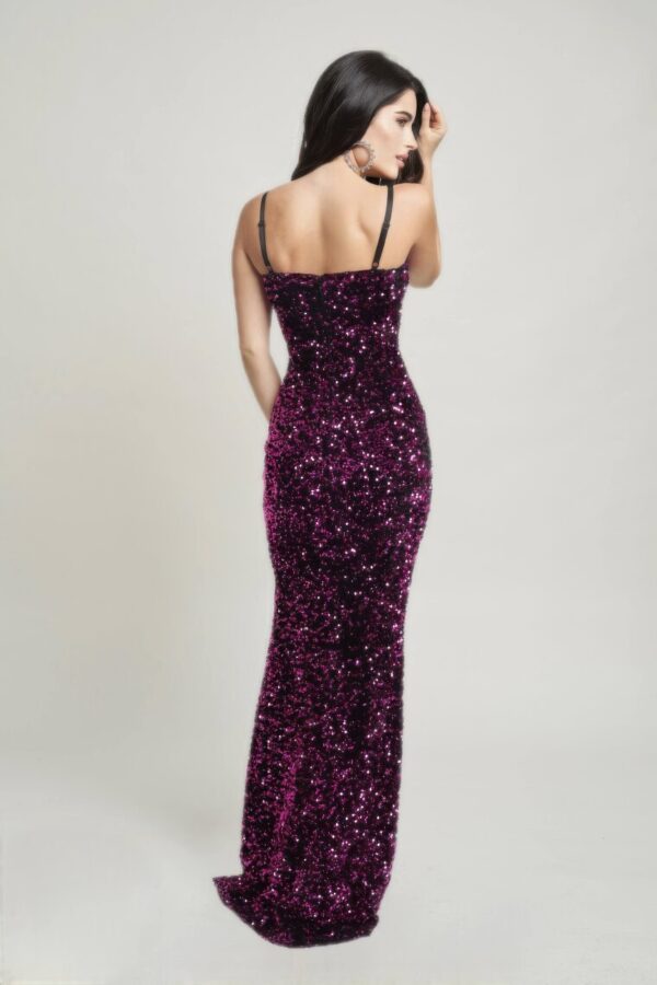 Cecily Teddy Velvet Corset Maxi Dress – Bustier Mesh, Fuchsia