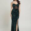 Cecily Teddy Velvet Corset Maxi Dress – Hunter Green