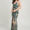 Art Deco Sequin Maxi Dress with Spaghetti Straps – Hunter