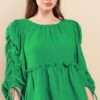 Babydoll Top with Puff Sleeves – Kelly Green