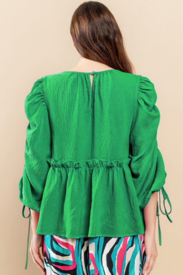 Babydoll Top with Puff Sleeves – Kelly Green