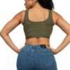 Square Neck Zip-Up Crop Top – Corset Style Olive