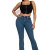 Zip-Up Square Neck Crop Top – Corset-Inspired Black
