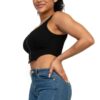 Zip-Up Square Neck Crop Top – Corset-Inspired Black