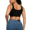 Zip-Up Square Neck Crop Top – Corset-Inspired Black