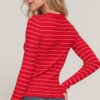 Long-Sleeve Crewneck Stripe Sweater – Red/White