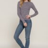 Crewneck Stripe Sweater, Relaxed Fit – Grey/White
