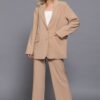 Notched-Collar Blazer with Front Button – Taupe