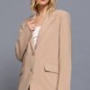 Notched-Collar Blazer with Front Button – Taupe