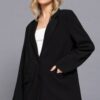 Tailored Notched-Collar Blazer with Front Button – Black