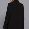 Tailored Notched-Collar Blazer with Front Button – Black