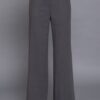 Back-Elastic Straight Woven Pants in Heather Charcoal