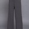 Back-Elastic Straight Woven Pants in Heather Charcoal