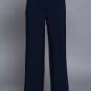 Straight Woven Long Pants with Back Elastic – Navy
