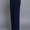 Straight Woven Long Pants with Back Elastic – Navy
