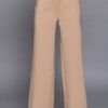 Straight Woven Long Pants with Back Elastic – Taupe