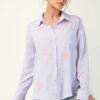 Cotton Gauze Button-Down with Embroidered Pocket – Lavender