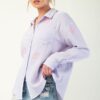 Cotton Gauze Button-Down with Embroidered Pocket – Lavender