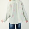 Cotton Gauze Button-Down with Floral Embroidery – Sage