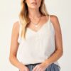 Textured Lace-Trim Poly Camisole – Ecru
