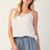 Textured Lace-Trim Poly Camisole – Ecru