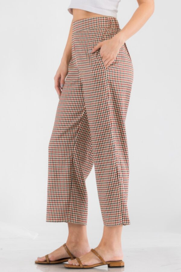 Gingham High Waist Pants with Side Pockets – Red Gingham