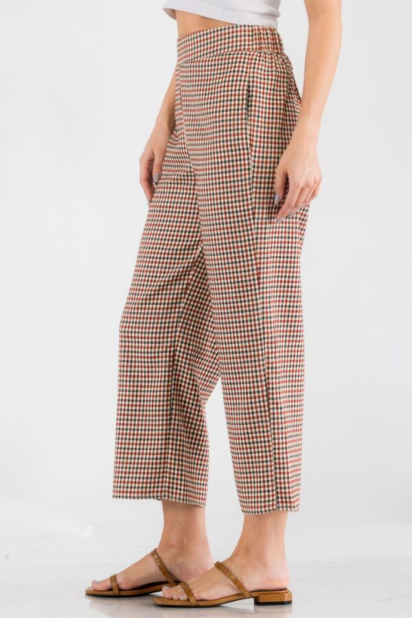 Gingham High Waist Pants with Side Pockets – Red Gingham
