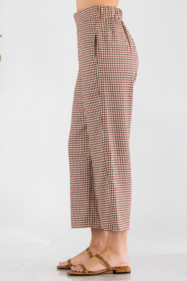 Gingham High Waist Pants with Side Pockets – Red Gingham
