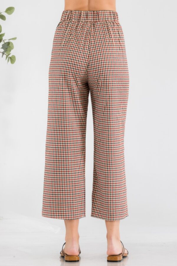 Gingham High Waist Pants with Side Pockets – Red Gingham